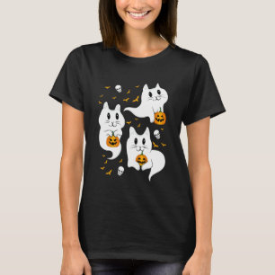 Camiseta Fantasma de Gato Fantasia de Halloween Engraçado G