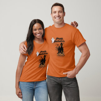 Camiseta Fantasma de Halloween Adorável Casa Assombrada Abó