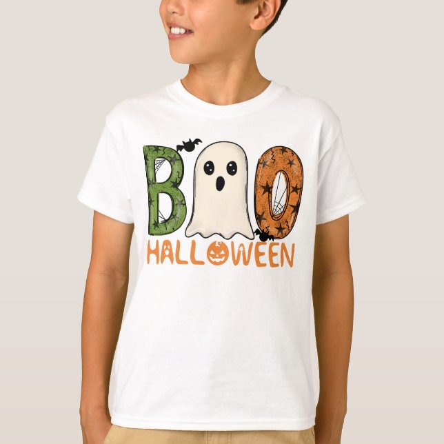 Camiseta Fantasma de Halloween Assusta Crianças (Frente)