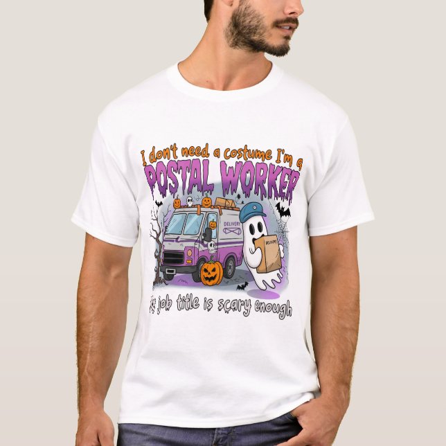 Camiseta Fantasma de Halloween,Carteiro (Frente)
