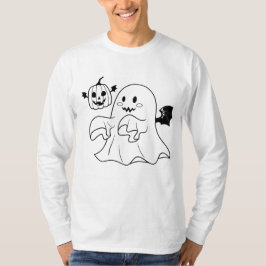Camiseta fantasma de halloween com abóbora