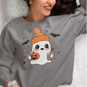 Camiseta Fantasma de Halloween com Café Gelado