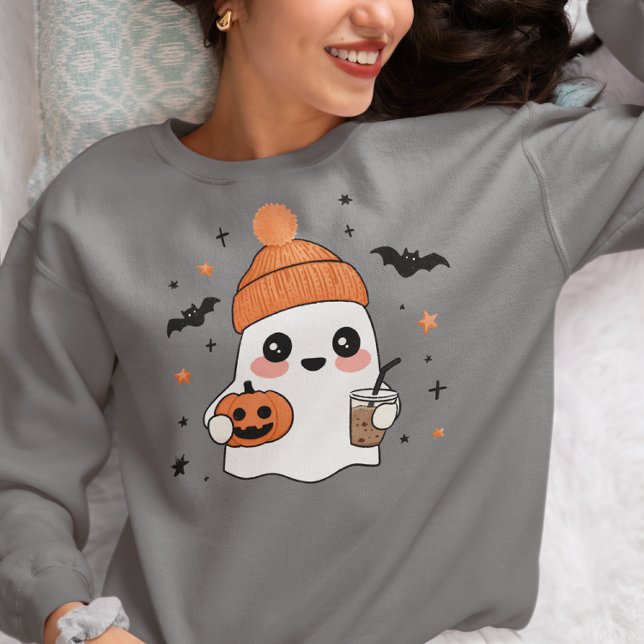 Camiseta Fantasma de Halloween com Café Gelado (Criador carregado)