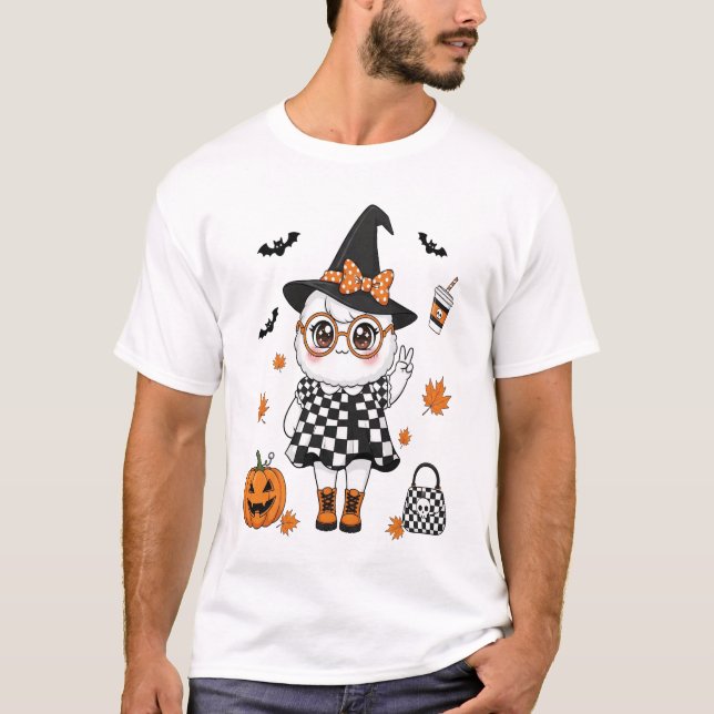 Camiseta Fantasma de Halloween Fofo (Frente)