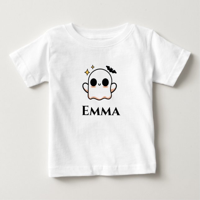 Camiseta Fantasma de Halloween fofo personalizável  (Frente)