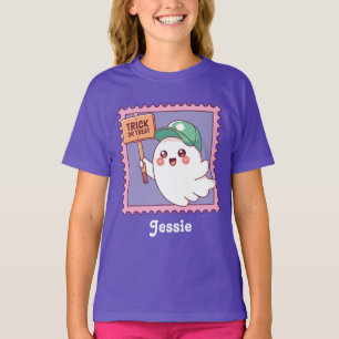 Camiseta Fantasma de Halloween Fofo Tratamento ou Travessur