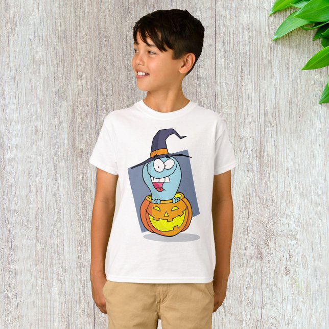 Camiseta Fantasma de Halloween na Bruxa Louca de Pumpkin (Criador carregado)