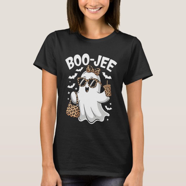 Camiseta Fantasma de Leopardo Sedutor Café Boo-JEE Hallowee (Frente)