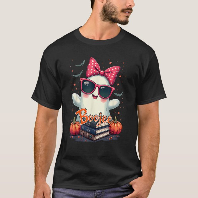 Camiseta Fantasma de Livros Bonitos com Livros (Frente)