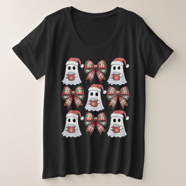 Camiseta Fantasma De Natal E Coquette De Groovy (Frente do Design)