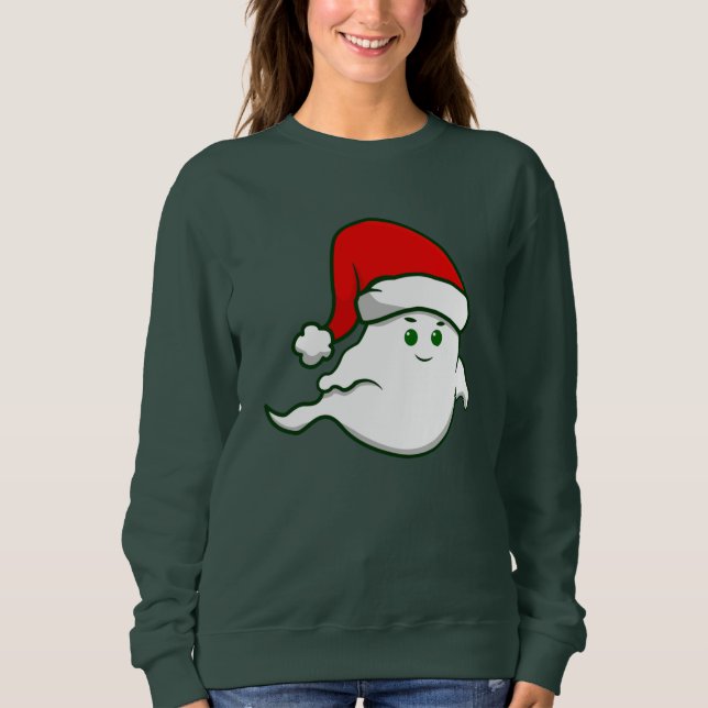 Camiseta Fantasma de Natal feio assustador verde assustador (Frente)