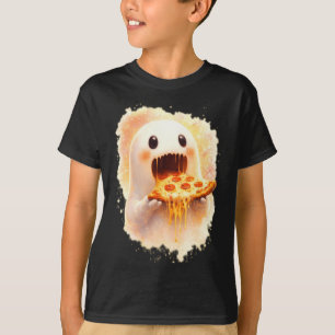 Camiseta Fantasma de Pizza Fofo Comendo Pizza Comida Divert