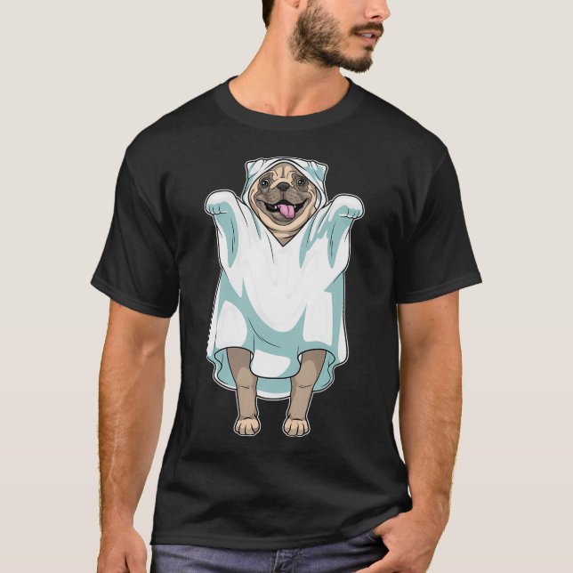 Camiseta Fantasma de Pug no Halloween (Frente)