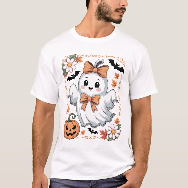 Camiseta Fantasma de Renda Assustador Halloween (Frente)