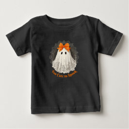 Camiseta Fantasma de Renda com Arco Laranja em Desenho de M