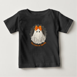 Camiseta Fantasma de Renda com Arco Laranja em Desenho de M
