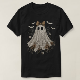 Camiseta Fantasma de Renda Elegante com Laço Fantasma Flo