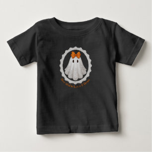 Camiseta Fantasma de Renda Fofa com Laço Laranja C/ Borda d