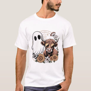 Camiseta Fantasma de Vaca das Terras Altas do Outono Floral