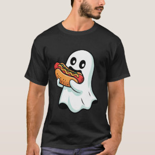 Camiseta Fantasma do Boo do Halloween Comendo Cachorro Quen