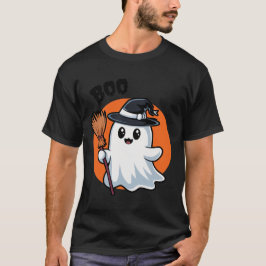 Camiseta Fantasma do Dia das Bruxas de Camisa-T com Vassour