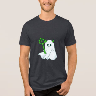 Camiseta Fantasma do Diabo Bonito com Tridente Verde