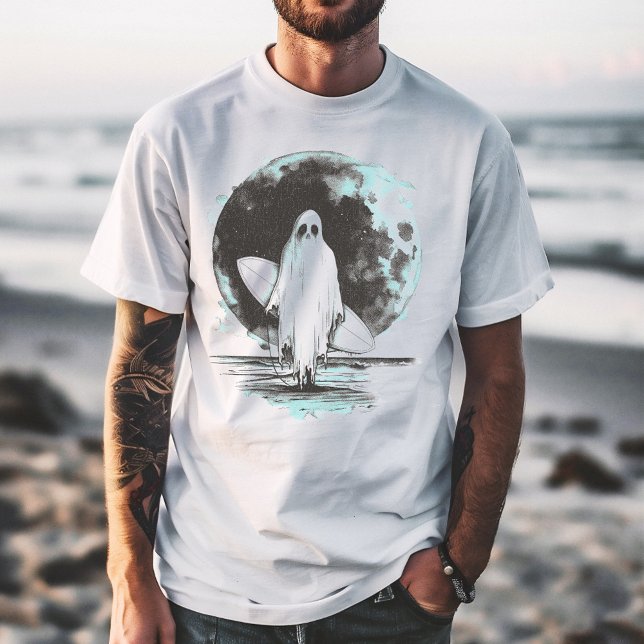 Camiseta Fantasma do gótico de Verão com prancha de surfe (Criador carregado)