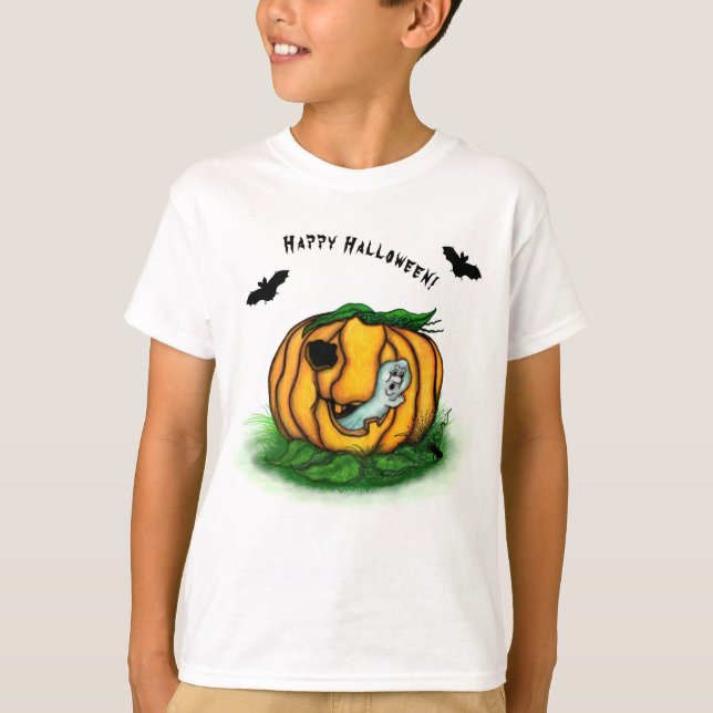 Camiseta Fantasma do Halloween, Bat, Ghost e Spider (Frente)