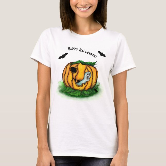 Camiseta Fantasma do Halloween, Bat, Ghost e Spider (Frente)