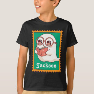 Camiseta Fantasma do Halloween Livro Fofo Amante Leitura Bo