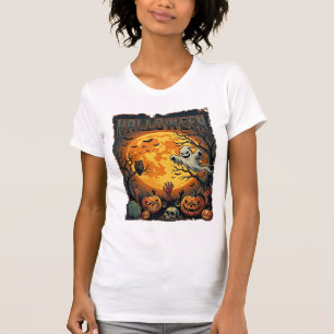Camiseta Fantasma do Halloween Lua Cheia Lanternas de Jack