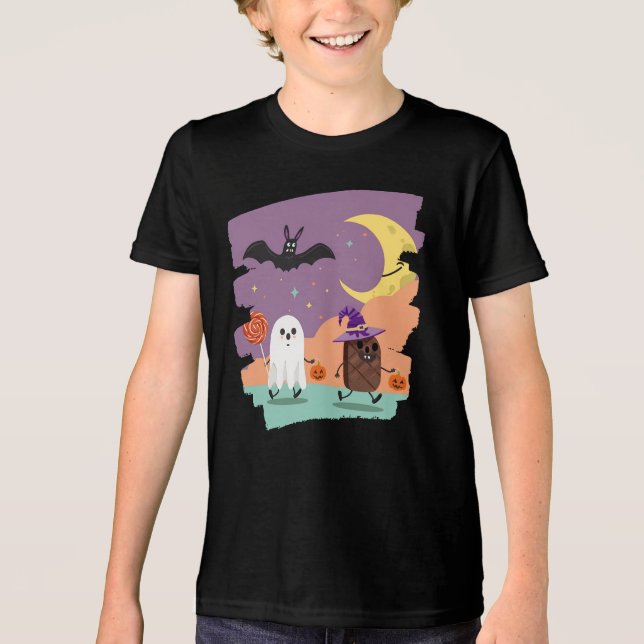 Camiseta Fantasma e Amigos Doces do Halloween (Frente)