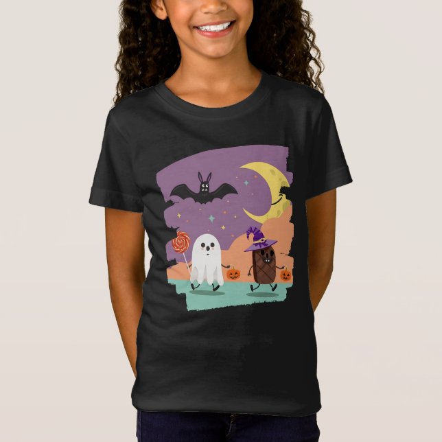 Camiseta Fantasma e Amigos Doces do Halloween (Frente)