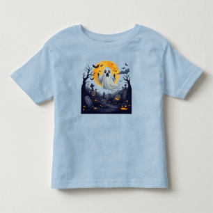 Camiseta Fantasma em um Cemitério Assombrado com Lua Cheia