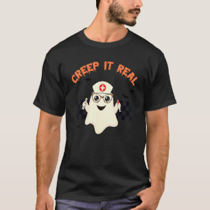 Camiseta Fantasma Enfermeira Fofa Arrepanta de Verdade Dia