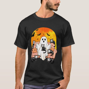 Camiseta Fantasma Engraçado com Gatos Esqueleto Raio-X Hall