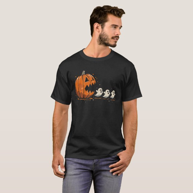Camiseta Fantasma Engraçado Pumpkin Halloween (Frente Completa)