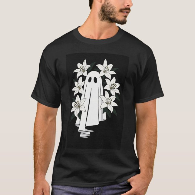 Camiseta Fantasma Estético com Lírios Brancos - Fl Bonitinh (Frente)