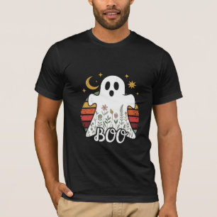 Camiseta Fantasma Floral com Lua Crescente - Vintage Boho B