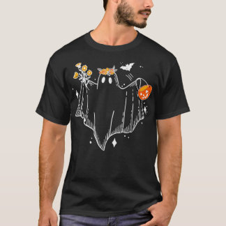 Camiseta Fantasma Floral com Pumpkin Cute AutumnHalloween P