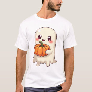 Camiseta Fantasma Fofo com Abóbora � Halloween Divertido
