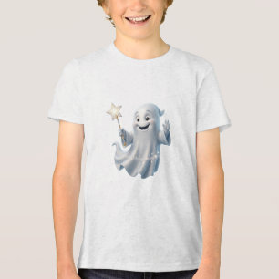 Camiseta Fantasma Fofo com Varinha Mágica Halloween Mágico