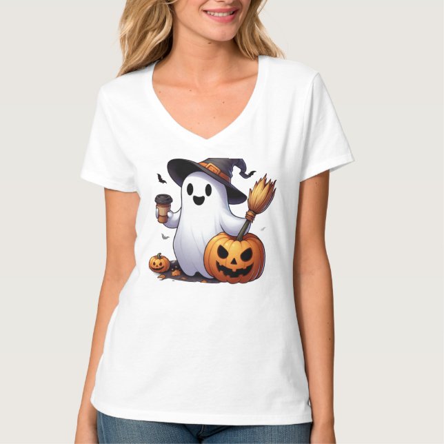 Camiseta Fantasma fofo de Halloween  (Frente)