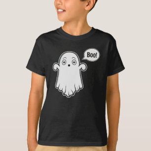 Camiseta Fantasma Fofo E Balão De Fala Dizendo Boo Hallowee