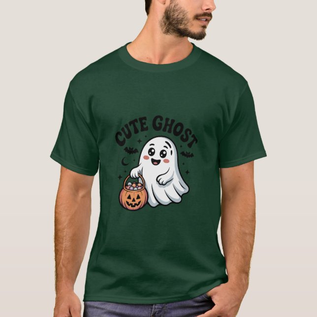 Camiseta Fantasma Fofo Halloween Doce Desenho Anim (Frente)