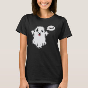 Camiseta Fantasma Fofo Tentando Ser Assustador Dizendo Boo