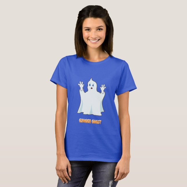 Camiseta Fantasma Gengibre de Halloween Fofo (Frente Completa)