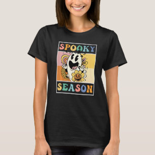 Camiseta Fantasma Groovy Temporada Assustadora Roupa de Hal
