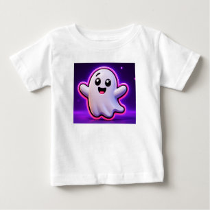 Camiseta Fantasma Kawaii Fofo Estrelas Roxo Noite Mágica Cé