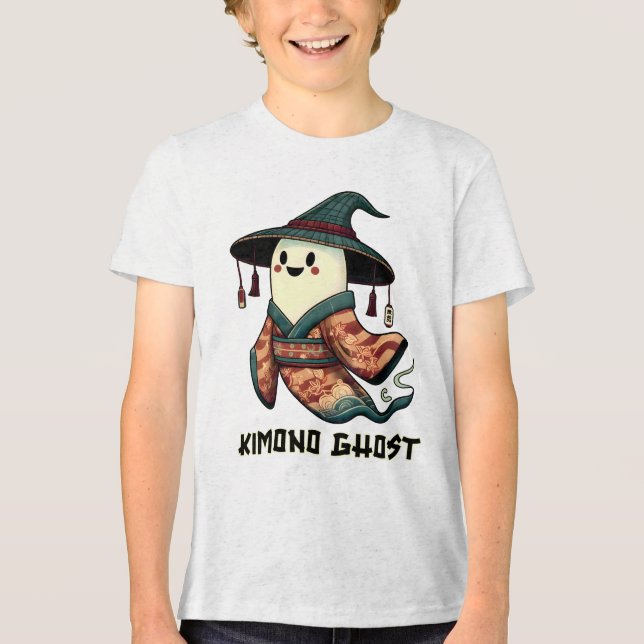 Camiseta Fantasma Kimono - Truque ou travessura - Sanduíche (Frente)